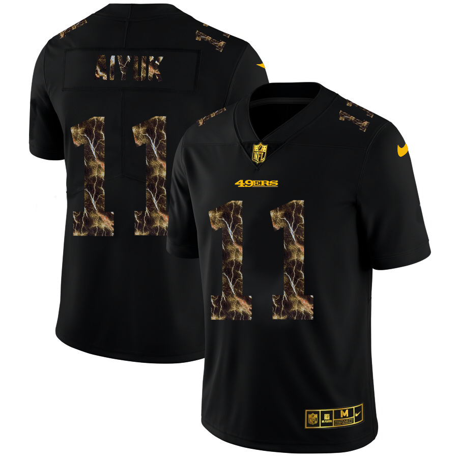 2020 San Francisco 49ers #11 Brandon Aiyuk Men Black Nike Flocked Lightning Vapor Limited NFL Jersey